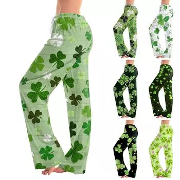 Женские повседневные прямые брюки St.. Повседневные брюки с принтом Paddy s Day XXL