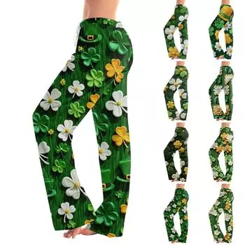 Женские повседневные прямые брюки St.. Повседневные брюки с принтом Paddy s Day S оранжевый