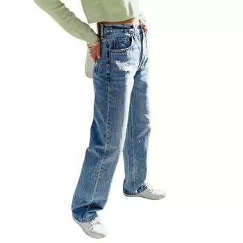 Женские повседневные прямые джинсы с высокой талией S синий