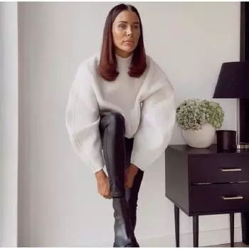 Женские повседневные пуловеры с круглым вырезом и длинными рукавами для женщин, осенне-зимние теплые универсальные повседневные однотонные пуловеры S