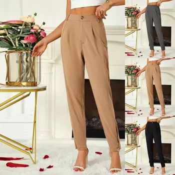 Женские повседневные рабочие брюки свободного покроя для делового костюма с длинными брюками L чёрный