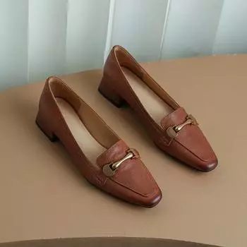 Женские повседневные рабочие туфли-лодочки из искусственной кожи на низком каблуке с заостренным закрытым носком на массивном каблуке для женщин. Удобные нарядные лоферы. Нескользящие туфли-лодочки. 34 чёрный