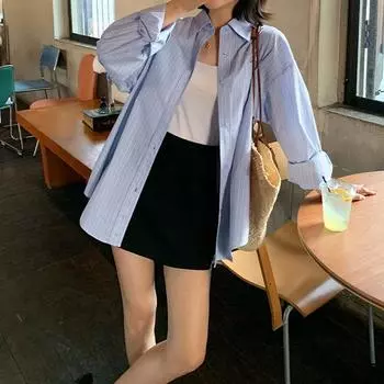 Женские повседневные рубашки с полосатыми лацканами, весна-осень, однобортная блузка, свободные универсальные топы с длинными рукавами, повседневная верхняя одежда S розовый