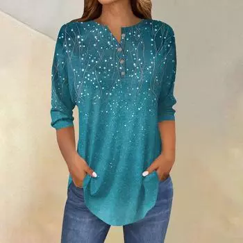 Женские повседневные рубашки с рукавом 3/4, модные туники с принтом Святого Патрика и карманами L синий