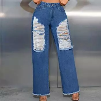 Женские повседневные рваные джинсы-кюлоты L