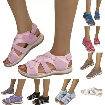 Женские повседневные сандалии на плоской подошве, пляжная обувь с открытым носком, мягкая удобная летняя обувь 35 зелёный