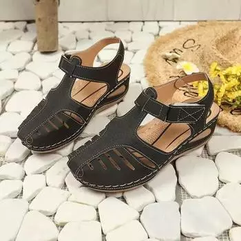 Женские повседневные сандалии Резиновые сандалии на среднем каблуке 35 чёрный