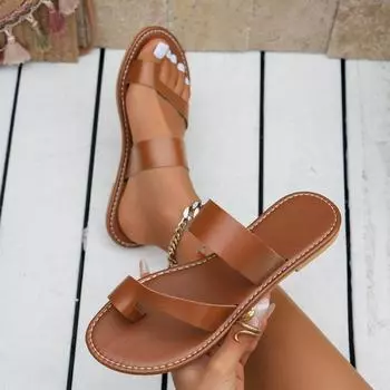 Женские повседневные сандалии с шлепанцами на плоской подошве. 36