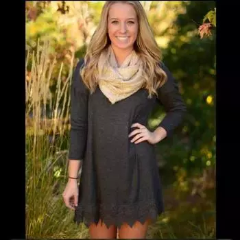 Женские повседневные серые осенне-зимние кружевные свободные платья с длинным рукавом S серый