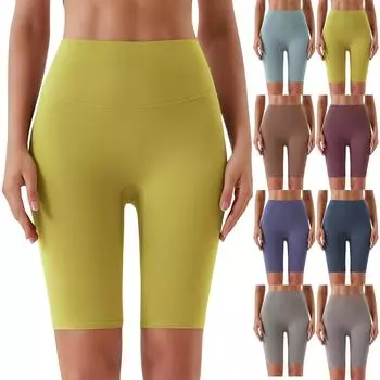 Женские повседневные, сексуальные и удобные однотонные двусторонние обтягивающие эластичные брюки с высокой талией для фитнеса и фитнеса с пятью точками для йоги L кофейный