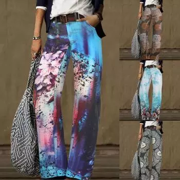 Женские повседневные широкие брюки, прямые брюки, брюки с высокой талией без пояса L бежевый