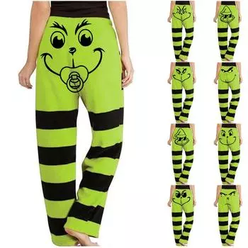 Женские повседневные широкие брюки с рождественским принтом, повседневные брюки XXXL