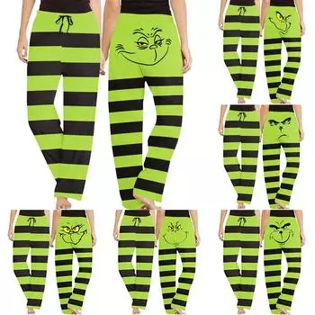 Женские повседневные широкие брюки с рождественским принтом, повседневные брюки L