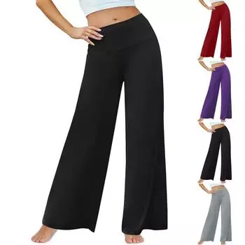 Женские повседневные широкие брюки с высокой талией, эластичные, удобные брюки XXL чёрный