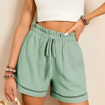 Женские повседневные широкие спортивные шорты, летние спортивные шорты для спортзала, свободные шорты для бега и бега с карманами M зелёный