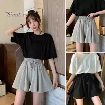 Женские повседневные шорты, эластичные регулируемые шорты с завязками, короткие брюки, сплошной цвет, дизайн с карманами, широкие плиссированные рабочие шорты 3XL чёрный