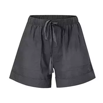 Женские повседневные шорты, регулируемые по длине, с эластичной резинкой на талии, широкие шорты с карманами, однотонные летние шорты M чёрный