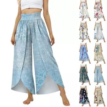 Женские повседневные спортивные брюки с высокой талией и широким поясом с принтом на спине M