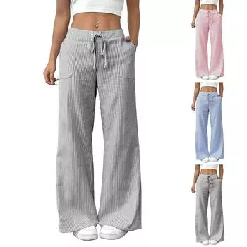 Женские повседневные спортивные штаны с высокой талией и широкими штанинами для бега L