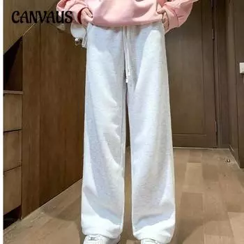 Женские повседневные спортивные штаны в стиле ретро больших размеров, весенне-осенние широкие брюки с высокой талией, прямые брюки, драпированные брюки S чёрный