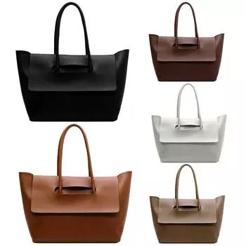 Женские повседневные сумки большой вместимости из искусственной кожи, женская винтажная сумка на плечо, однотонная модная женская сумка-тоут, ретро сумка для подмышек чёрный