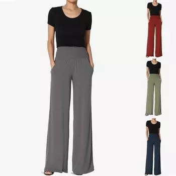 Женские повседневные свободные брюки с карманами, свободные плиссированные широкие брюки XXL