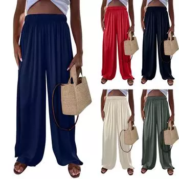 Женские повседневные свободные брюки с однотонными карманами, резинками и навесными карманами, прямые брюки XXL