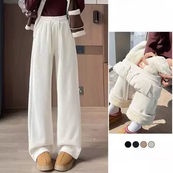 Женские повседневные свободные брюки с высокой талией, прямые, широкие, женские, толстые, мешковатые брюки S абрикосовый
