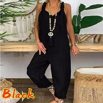 Женские повседневные свободные цельные брюки на подтяжках, летние однотонные мешковатые комбинезоны без рукавов, классические длинные комбинезоны, комбинезоны S жёлтый