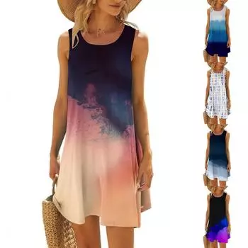 Женские повседневные свободные платья длиной до колена с круглым вырезом и короткими рукавами больших размеров L чёрный