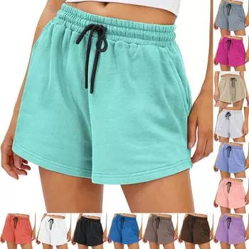 Женские повседневные свободные пляжные брюки, однотонные шорты с рюшами и карманами XXL