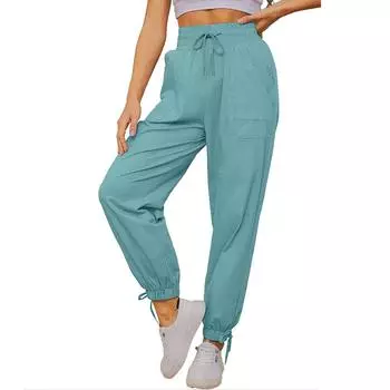 Женские повседневные свободные пляжные леггинсы с карманами M синий