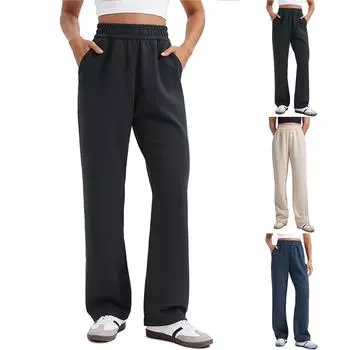 Женские повседневные свободные пляжные леггинсы с карманами M чёрный