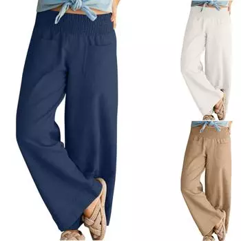 Женские повседневные свободные пляжные леггинсы с карманами M синий