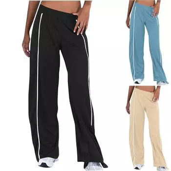 Женские повседневные свободные пляжные леггинсы с карманами M чёрный