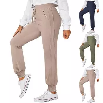 Женские повседневные свободные пляжные леггинсы с карманами M зелёный