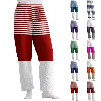 Женские повседневные свободные полосатые фланелевые слипы удобные длинные брюки брюки L армия зеленый