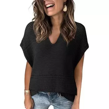 Женские повседневные свободные рубашки модные топы футболки футболки M чёрный