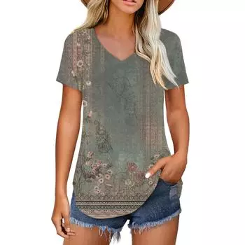 Женские повседневные свободные рубашки модные топы футболки футболки M армия зеленый