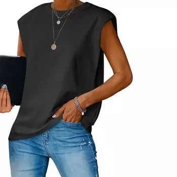 Женские повседневные свободные рубашки модные топы футболки футболки M чёрный