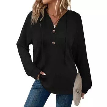 Женские повседневные свободные рубашки модные топы футболки футболки M чёрный