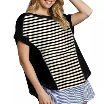 Женские повседневные свободные рубашки модные топы футболки футболки M чёрный