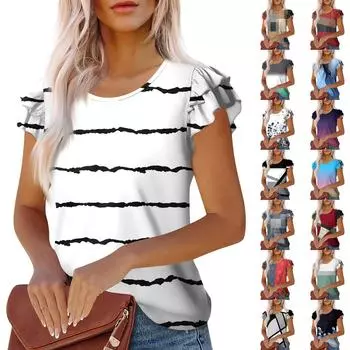 Женские повседневные свободные рубашки модные топы футболки футболки M синий