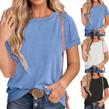 Женские повседневные свободные рубашки модные топы футболки футболки M чёрный