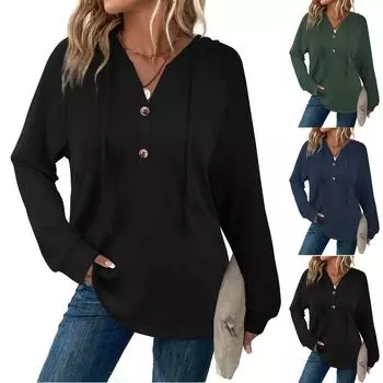 Женские повседневные свободные рубашки модные топы футболки футболки M чёрный