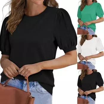 Женские повседневные свободные рубашки модные топы футболки футболки M чёрный