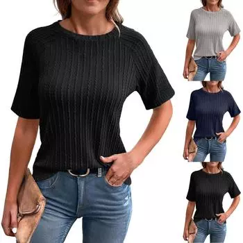 Женские повседневные свободные рубашки модные топы футболки футболки M чёрный