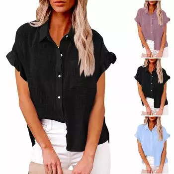 Женские повседневные свободные рубашки модные топы футболки футболки S синий