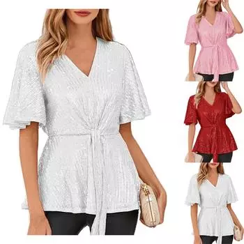 Женские повседневные свободные рубашки модные топы футболки футболки M чёрный