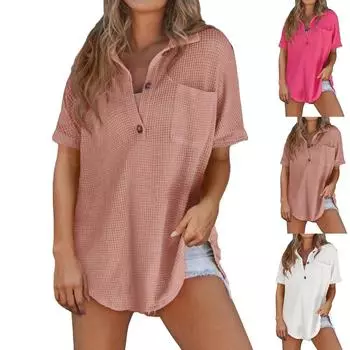 Женские повседневные свободные рубашки модные топы футболки футболки M чёрный